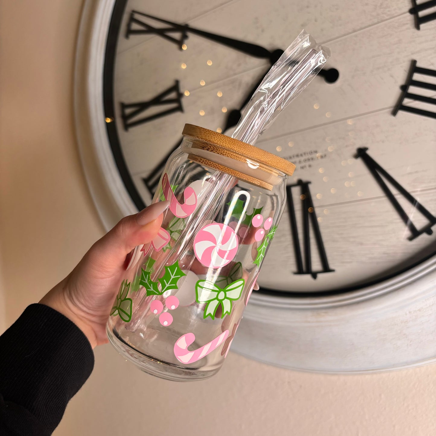 Peppermint Christmas Glass